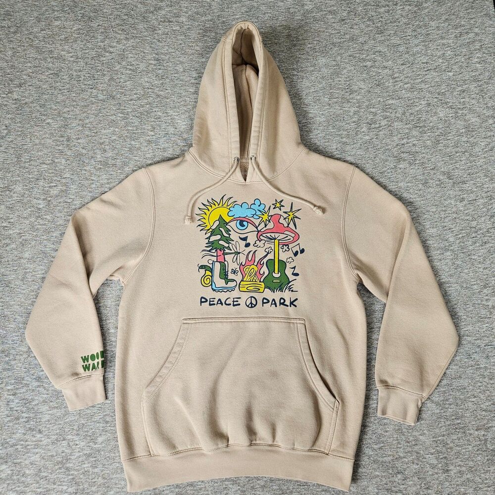 Woodward Peace Park Tan Heavyweight Warm Pullover Hoodie Medium Unisex RARE